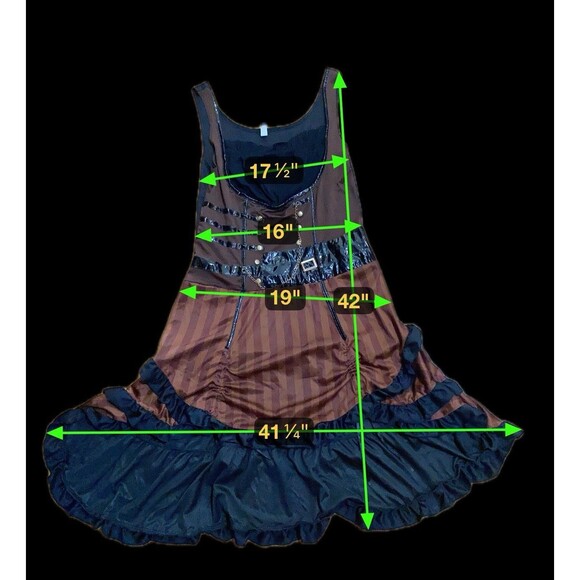 Adult XL  Steampunk Lady Costume And Hat Cosplay Size 14-16 Goggles Ruffles - Picture 8 of 10